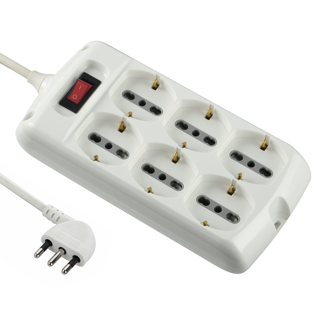 MULTISOCKET 16A PLUG 6-PIN UNIVERSAL CABLE 1,5MT WITH SWITCH WHITE - best price from Maltashopper.com BR420003048