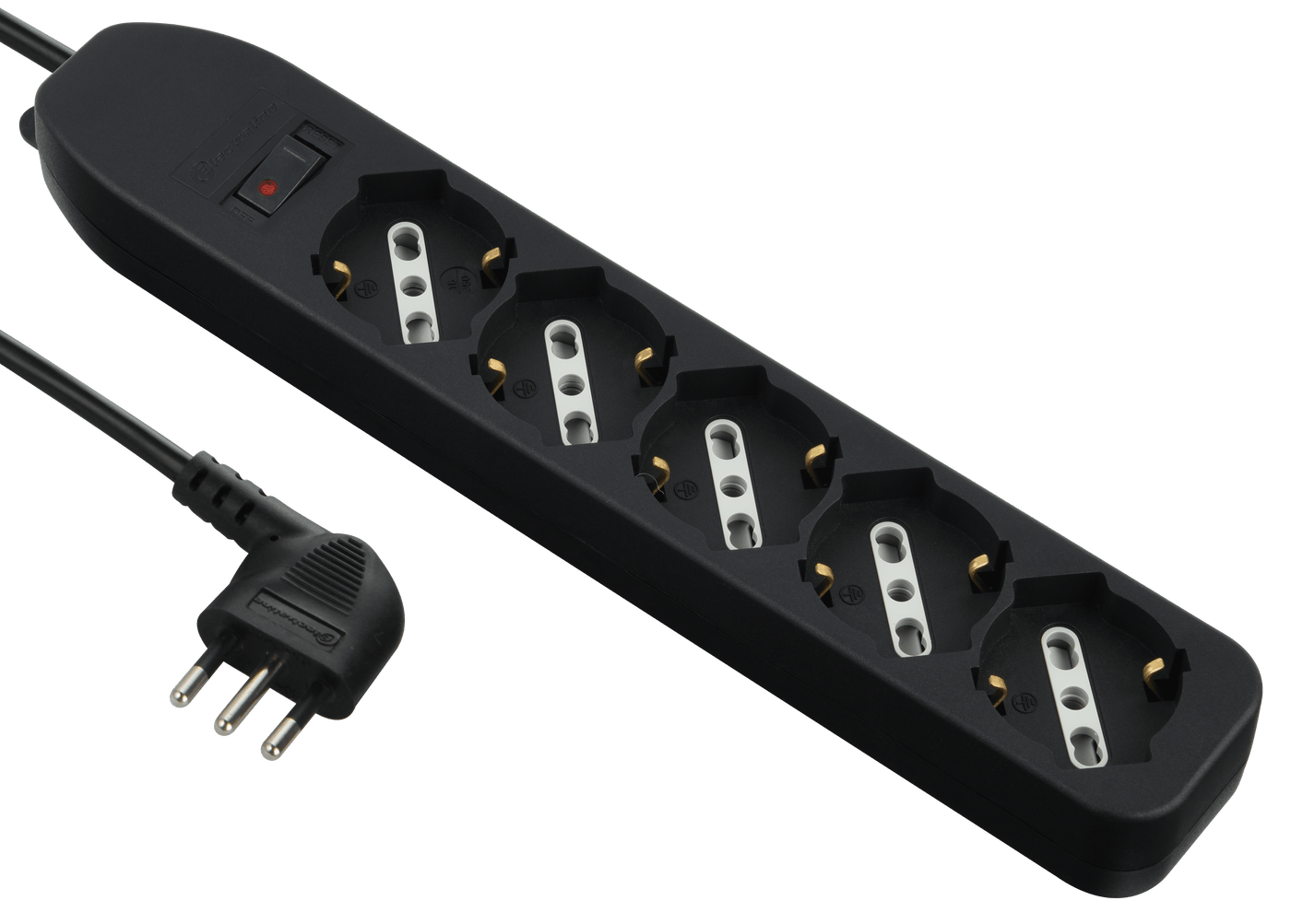 Bricocenter MULTISOCKET PLUG 10A 5-PIN UNIVERSAL SWITCH BLACK