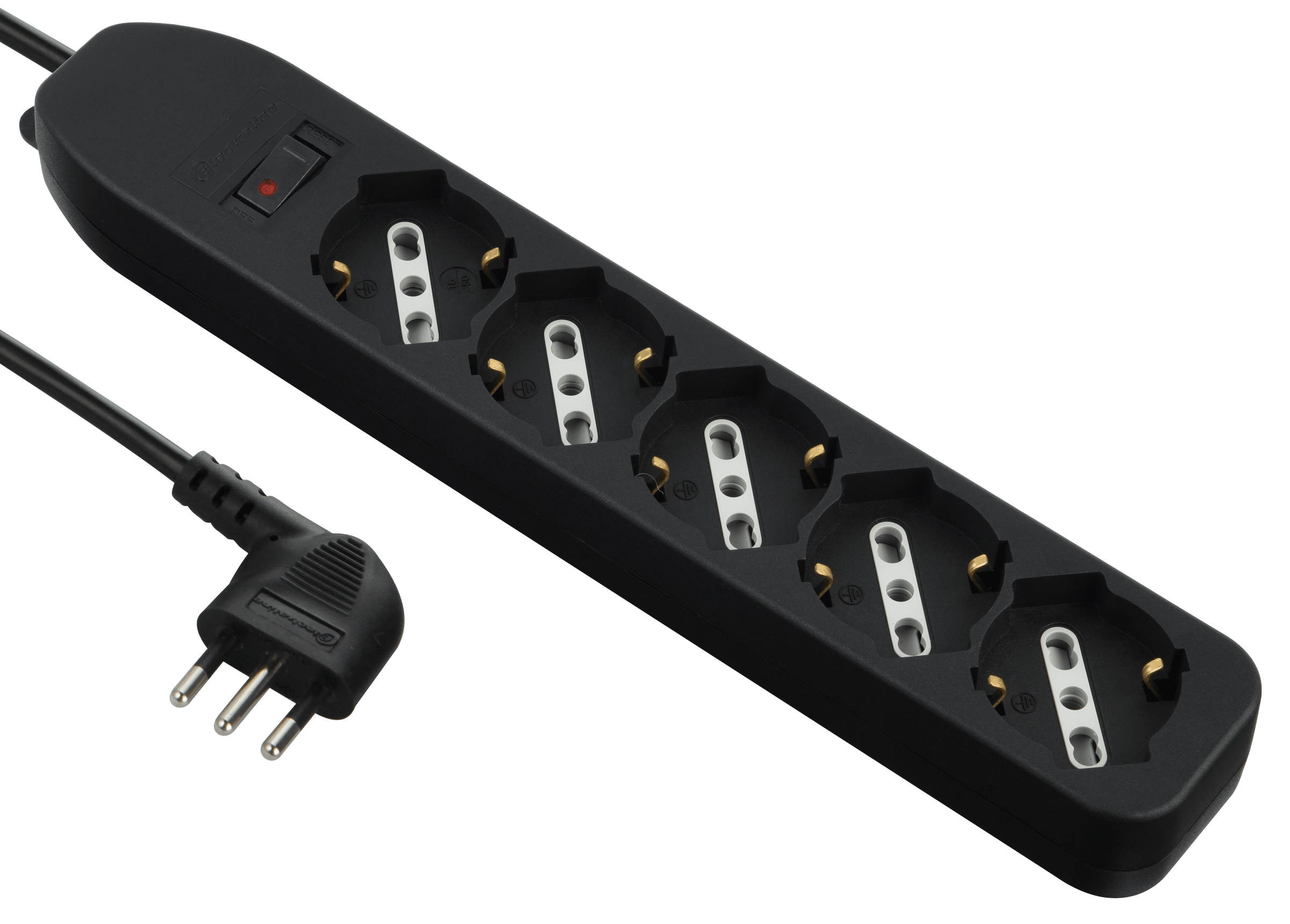 Bricocenter MULTISOCKET PLUG 10A 5-PIN UNIVERSAL SWITCH BLACK