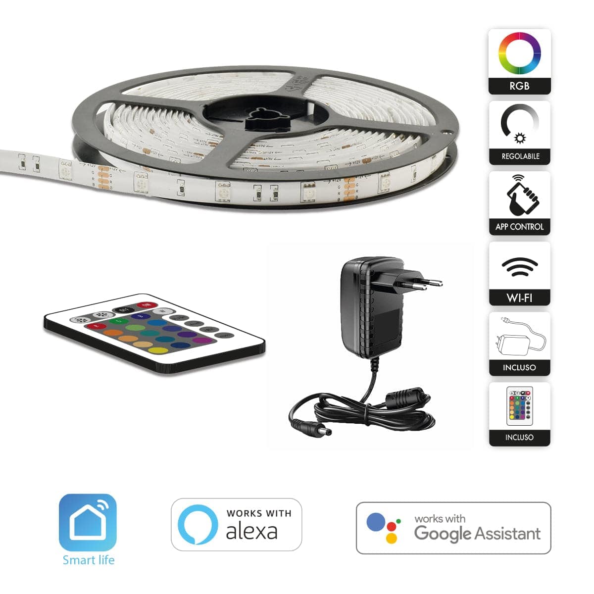 LED STRIP KIT 5MT 18W RGB WITH WI-FI CONTROLLER AND REMOTE CONTROL IP65