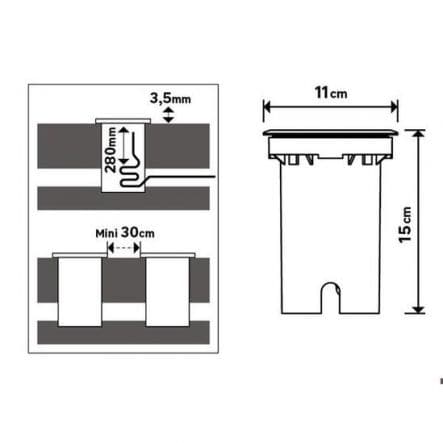 ATLANTA - 3 recessed spotlights aluminium gray D11 H15cm GU10 = 28W IP65