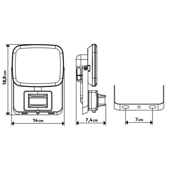 Bricocenter KANTI ALUMINIUM PROJECTOR WHITE LED 20W IP44 WITH MOTION SENSOR