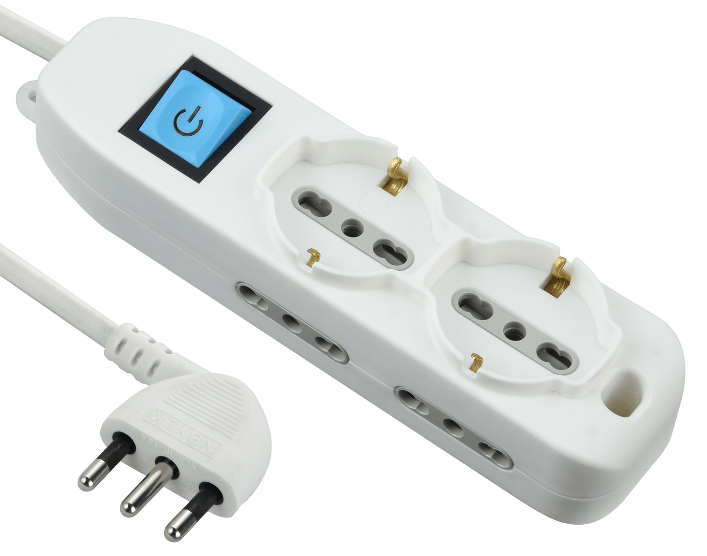 Bricocenter MULTISOCKET 16A PLUG 6 UNIVERSAL SOCKETS CABLE 1.5MT WITH SWITCH IP44 WHITE