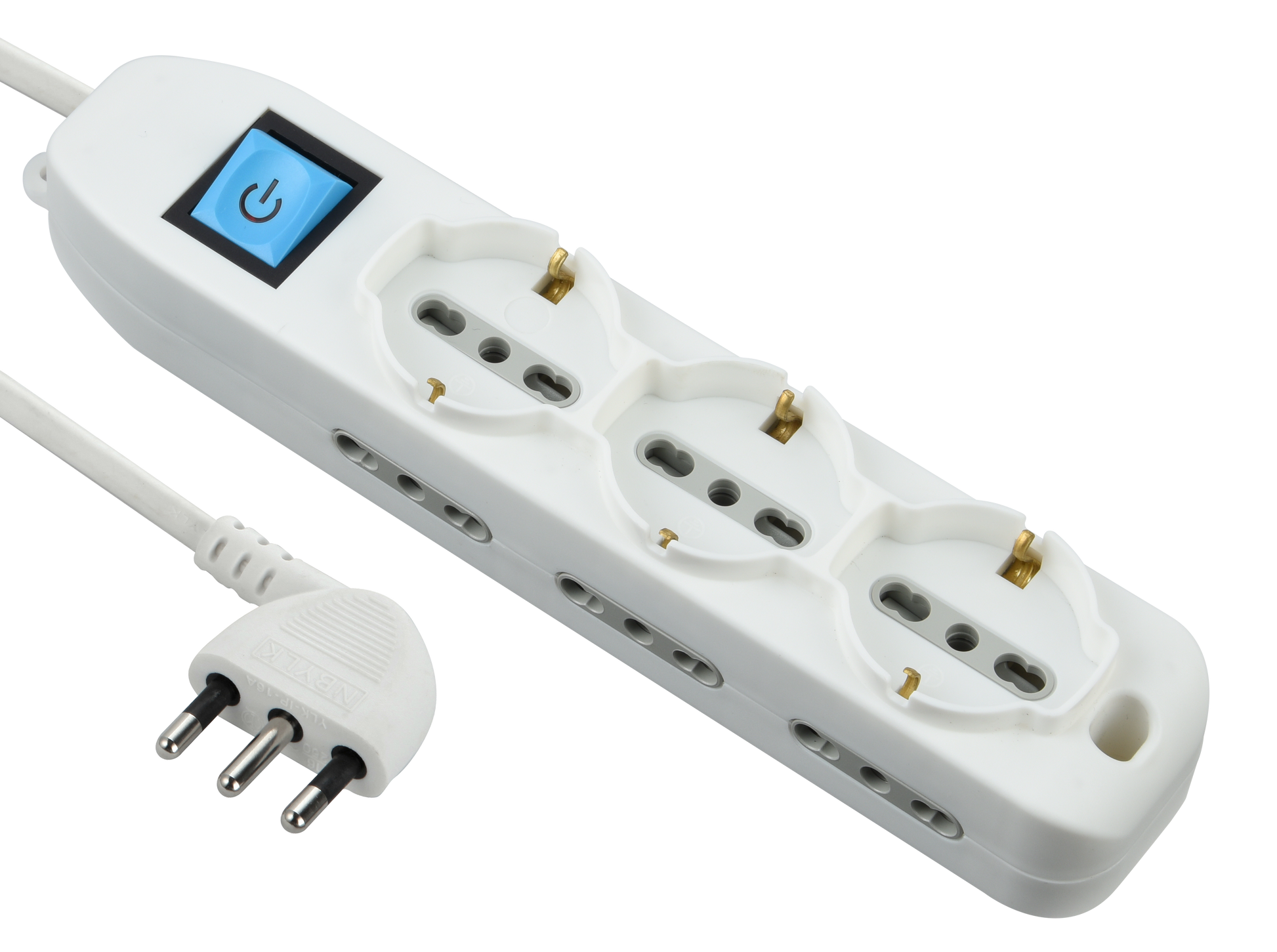 MULTISOCKET 16A PLUG 9 UNIVERSAL SOCKETS CABLE 1.5MT WITH SWITCH IP44 WHITE - best price from Maltashopper.com BR420110300
