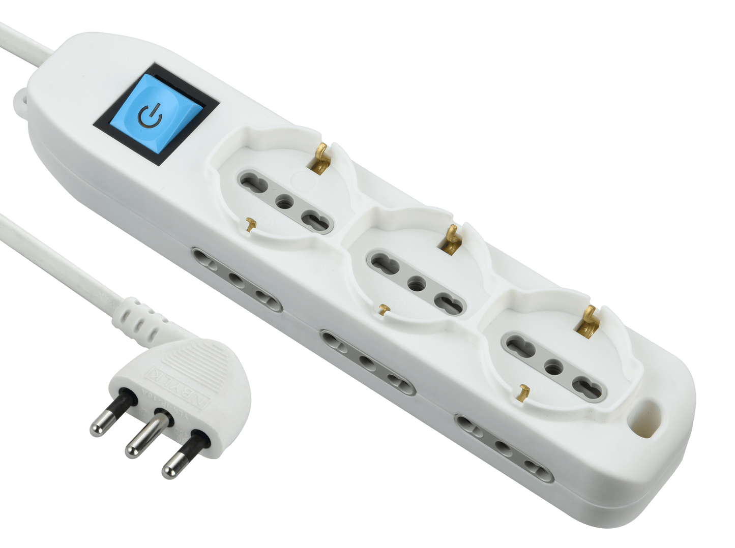 Bricocenter MULTISOCKET 16A PLUG 9 UNIVERSAL SOCKETS CABLE 1.5MT WITH SWITCH IP44 WHITE