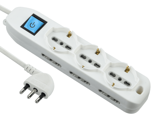 Bricocenter MULTISOCKET 16A PLUG 9 UNIVERSAL SOCKETS CABLE 1.5MT WITH SWITCH IP44 WHITE