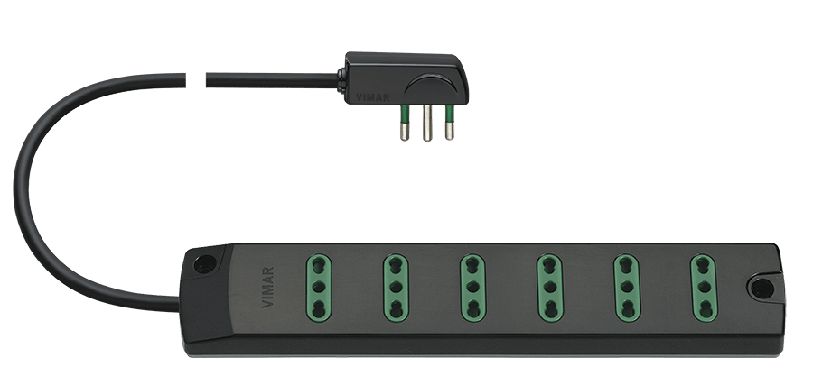 Bricocenter MULTISOCKET PLUG 16A 6 SOCKETS TWO-PIN 10/16A CABLE 1.5MT BLACK