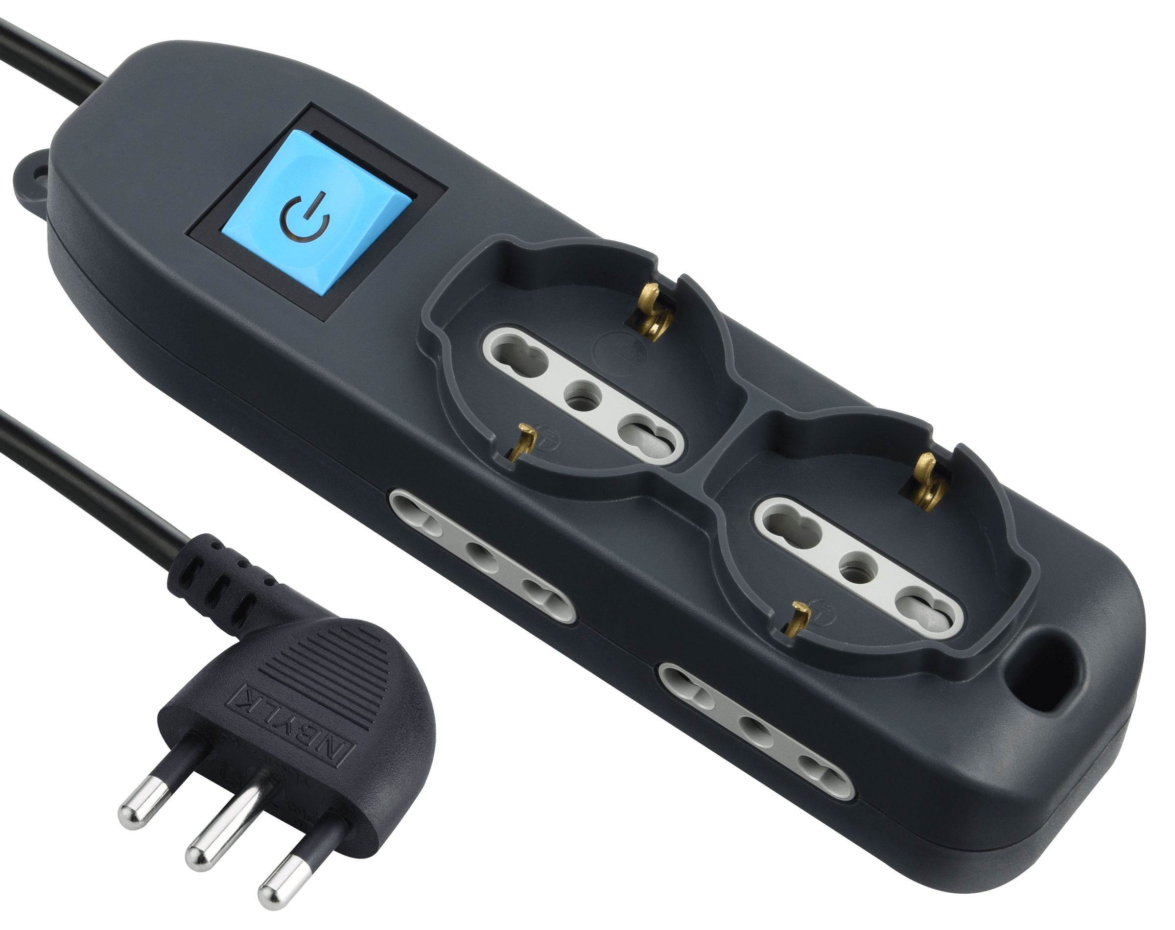 Bricocenter MULTISOCKET 6 UNIVERSAL SOCKETS CABLE 1.5MT WITH SWITCH BLACK