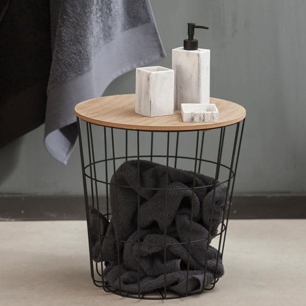 WIRE Storage table black, natural H 41.5 cm - Ø 39.5 cm - best price from Maltashopper.com CS599767