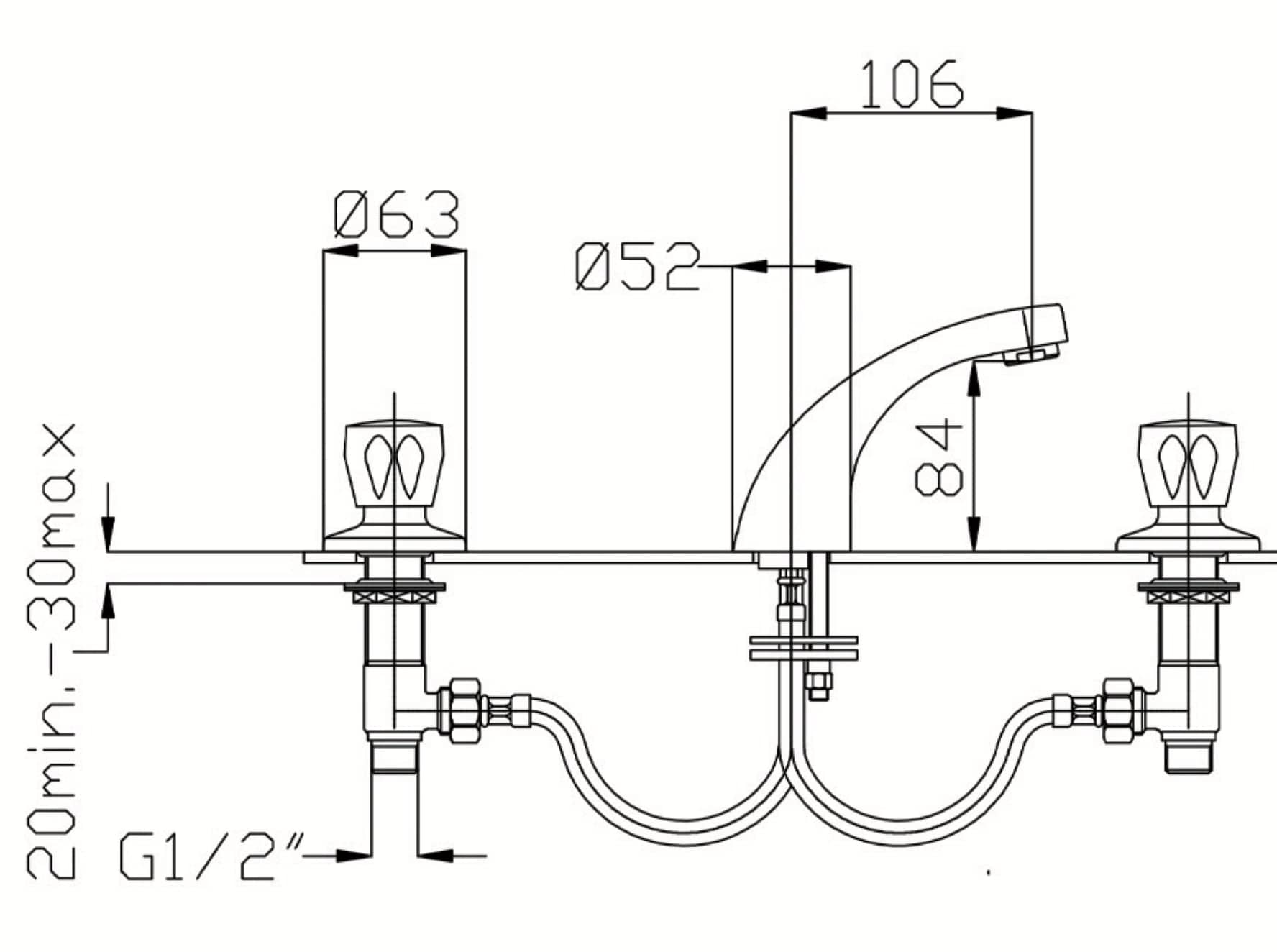 Bricocenter 3-HOLE BASIN TAP WITH CHAIN CAP EMILY