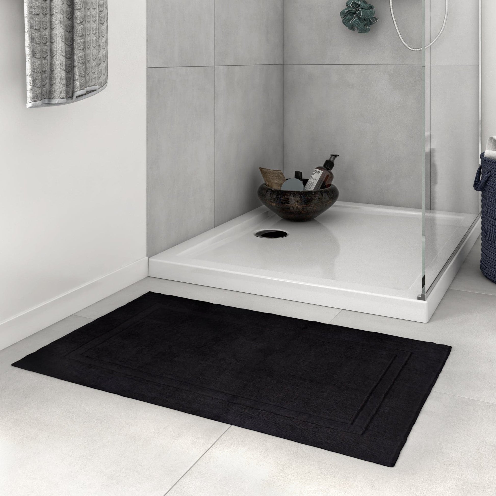 TERRY BATH MAT 50X80 BLACK SENSEA