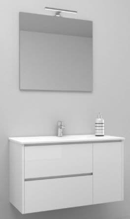 LUIS BATHROOM CABINET WITH BASE CM90+WASHBASIN+MIRROR+LED BCO/BCO - best price from Maltashopper.com BR430007329
