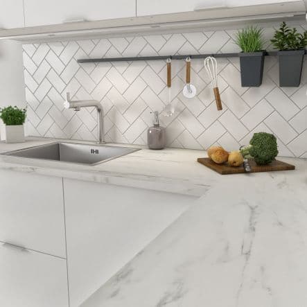 WHITE MARBLE KITCHEN TOP 3.8X63X304 CM