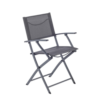 EMYS NATERIAL STEEL FOLDING CHAIR WITH ARMRESTS ANTHRACITE TEXTILENE SEAT 52X54XH83 - best price from Maltashopper.com BR500009518