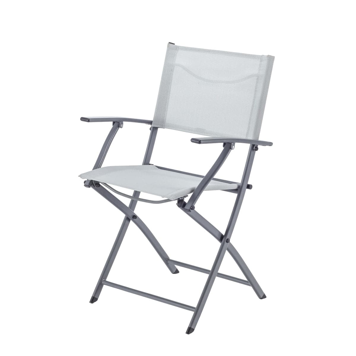 Bricocenter EMYS NATERIAL FOLDING STEEL CHAIR WITH ARMRESTS TEXTILENE SEAT GREY 52X54XH83