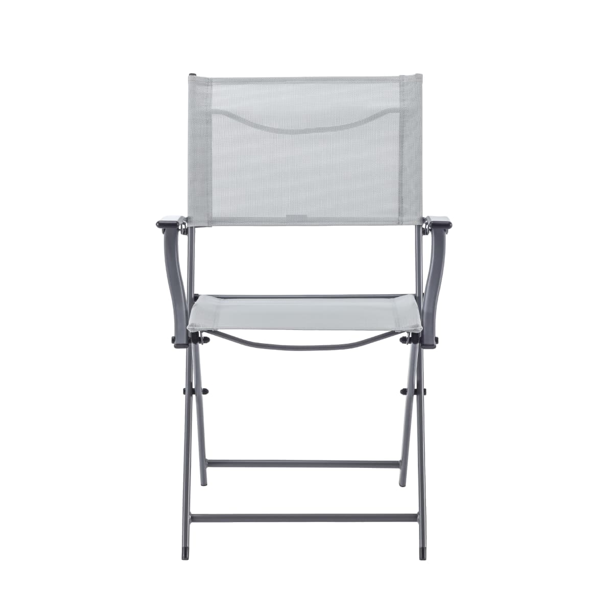 Bricocenter EMYS NATERIAL FOLDING STEEL CHAIR WITH ARMRESTS TEXTILENE SEAT GREY 52X54XH83