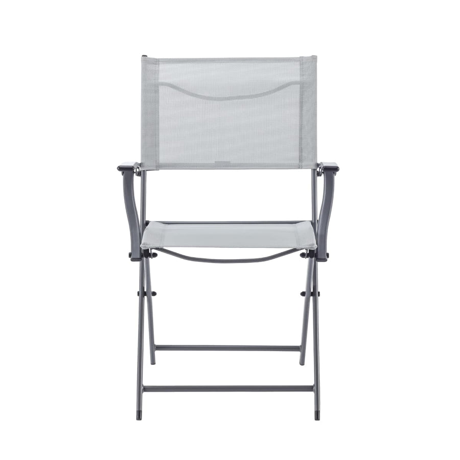 Bricocenter EMYS NATERIAL FOLDING STEEL CHAIR WITH ARMRESTS TEXTILENE SEAT GREY 52X54XH83