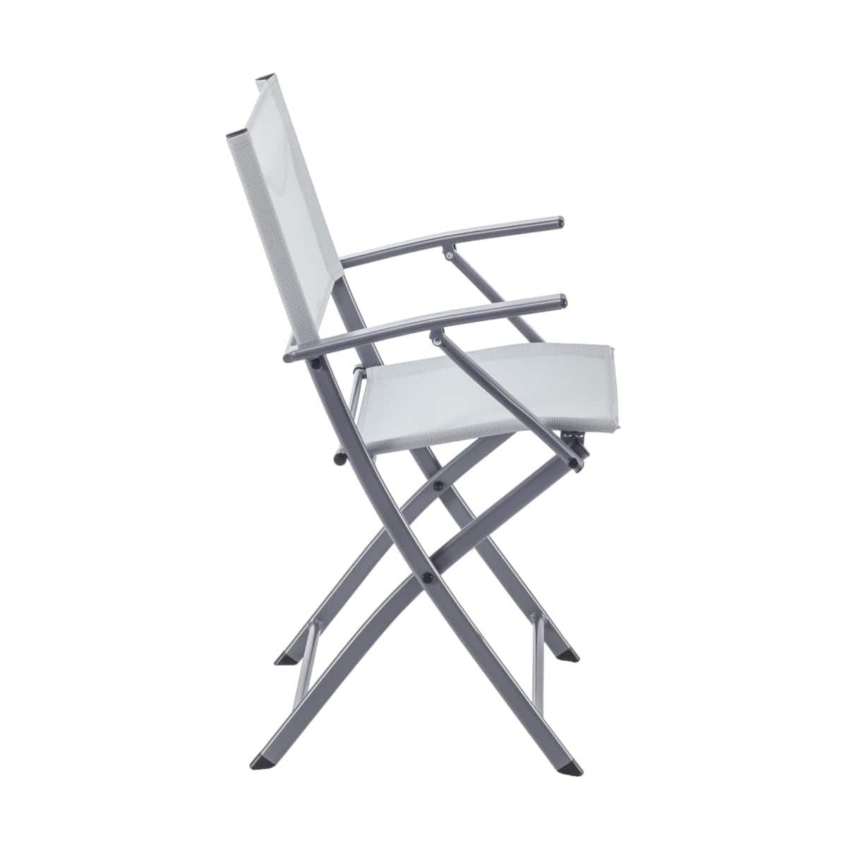 EMYS NATERIAL FOLDING STEEL CHAIR WITH ARMRESTS TEXTILENE SEAT GREY 52X54XH83