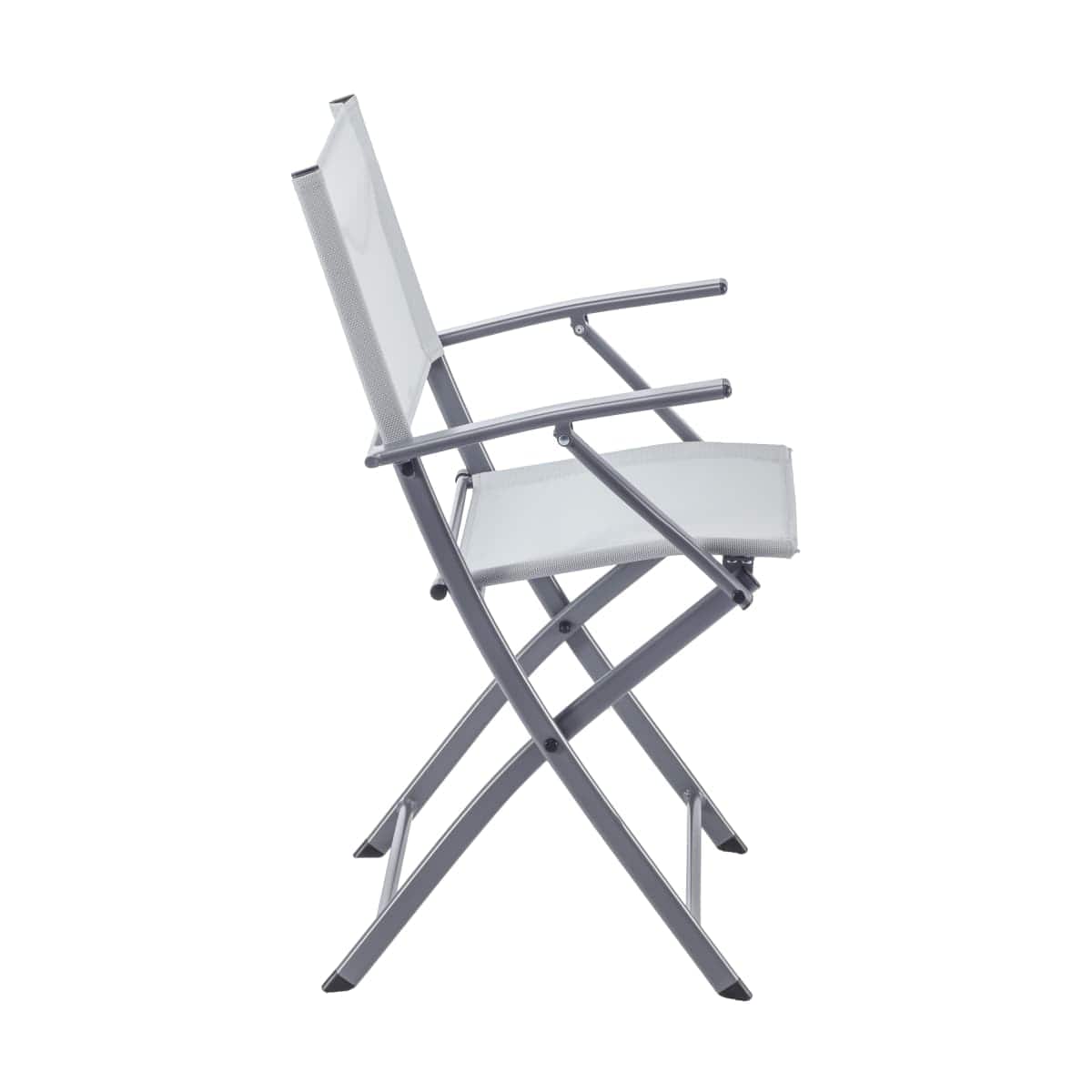 Bricocenter EMYS NATERIAL FOLDING STEEL CHAIR WITH ARMRESTS TEXTILENE SEAT GREY 52X54XH83