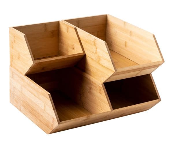 BAMBOO Natural stackable organizer H 13 x W 17 x D 15.5 cm - best price from Maltashopper.com CS647003