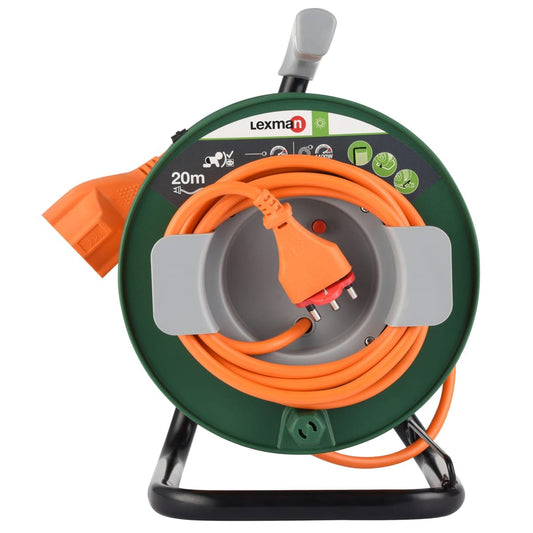 GARDEN CABLE REEL 20MT 16A PLUG 1 UNIVERSAL SOCKET WITH CIRCUIT BREAKER - best price from Maltashopper.com BR420210223