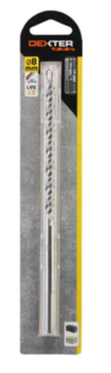 DEXTER PRO CONCRETE DRILL BIT DIAM. 8 MM, LENGTH 200 MM, TRIANGULAR SHANK