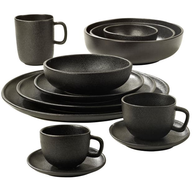 Casa MAGMA Espresso cup & saucer 11 CL black - set of 6 , H 5,5 cm - Ø 7 cm