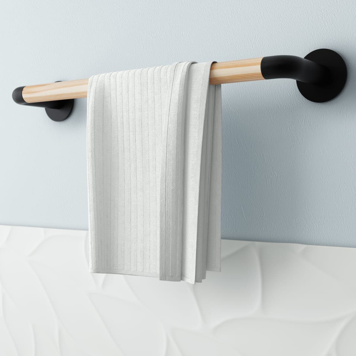 TOWEL RAIL L 45 CM ADHESIVE 3M OR SCREWS SCANDI SENSEA BLACK WOOD - best price from Maltashopper.com BR430005626