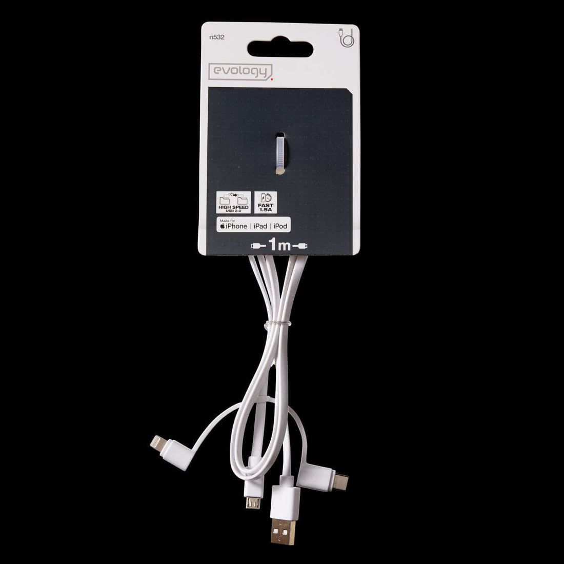 1MT MICRO USB / A TYPE USB CABLE + LIGHTNING + C TYPE USB ADAPTER - best price from Maltashopper.com BR420005309
