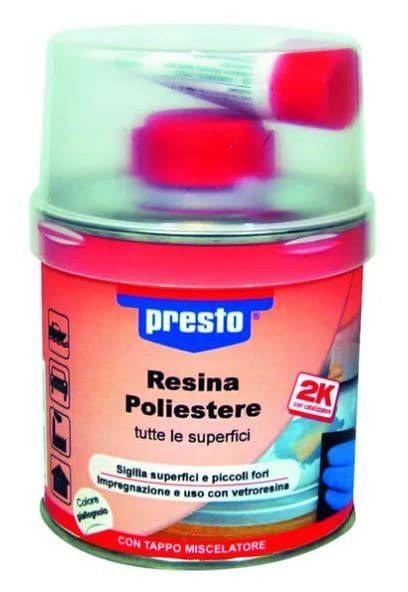 MULTI-SUPPORT PUTTY YELLOWISH TWO-COMPONENT POLYESTER RESIN PRESTO 250GR