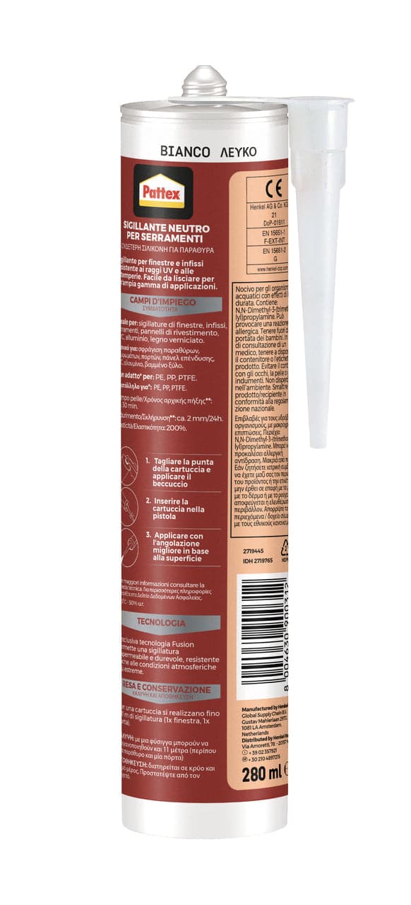 WHITE WINDOW&amp;FIXTURE SILICONE 280ML PATTEX