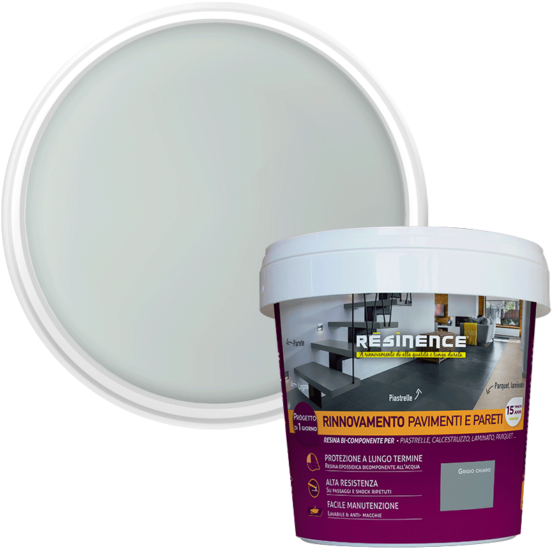 LIGHT GREY TWO-COMPONENT RESIN FOR RENOVATING FLOORS AND WALLS 500 ML