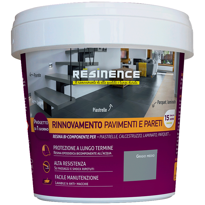 Bricocenter MEDIUM GREY TWO-COMPONENT RESIN FOR RENOVATING FLOORS AND WALLS 500 ML