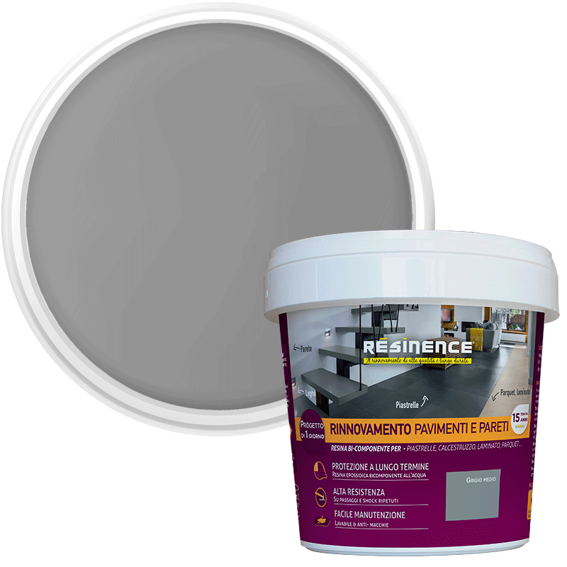 MEDIUM GREY TWO-COMPONENT RESIN FOR RENOVATING FLOORS AND WALLS 500 ML