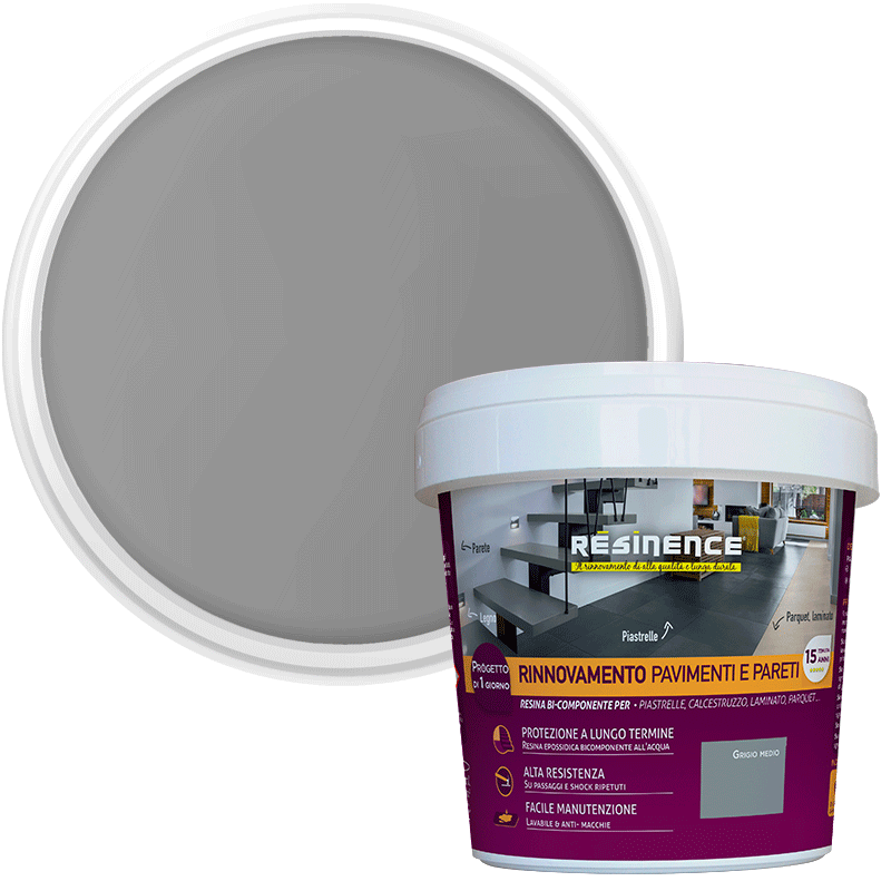 Bricocenter MEDIUM GREY TWO-COMPONENT RESIN FOR RENOVATING FLOORS AND WALLS 500 ML