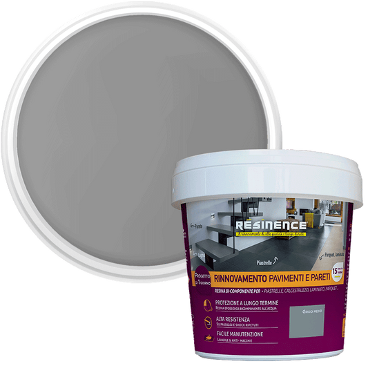 Bricocenter MEDIUM GREY TWO-COMPONENT RESIN FOR RENOVATING FLOORS AND WALLS 500 ML