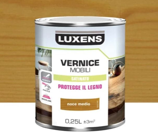 WOOD VARNISH MEDIUM WALNUT SATIN 0.25 L LUXENS - best price from Maltashopper.com BR470004774