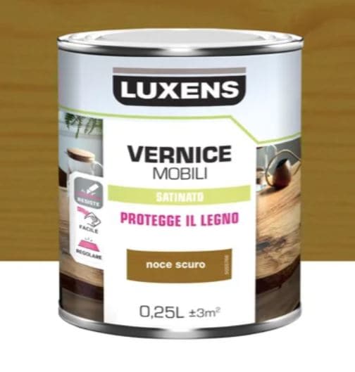 Bricocenter WOOD VARNISH DARK WALNUT SATIN 0.25 L LUXENS