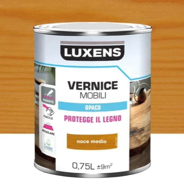 Bricocenter MATT MEDIUM WALNUT WOOD VARNISH 0.75 L LUXENS