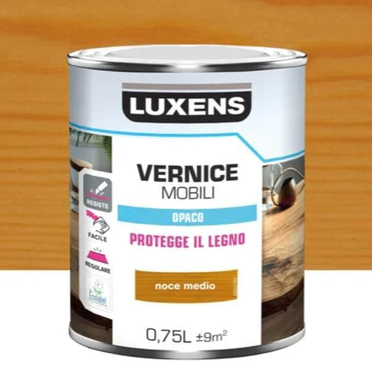Bricocenter MATT MEDIUM WALNUT WOOD VARNISH 0.75 L LUXENS