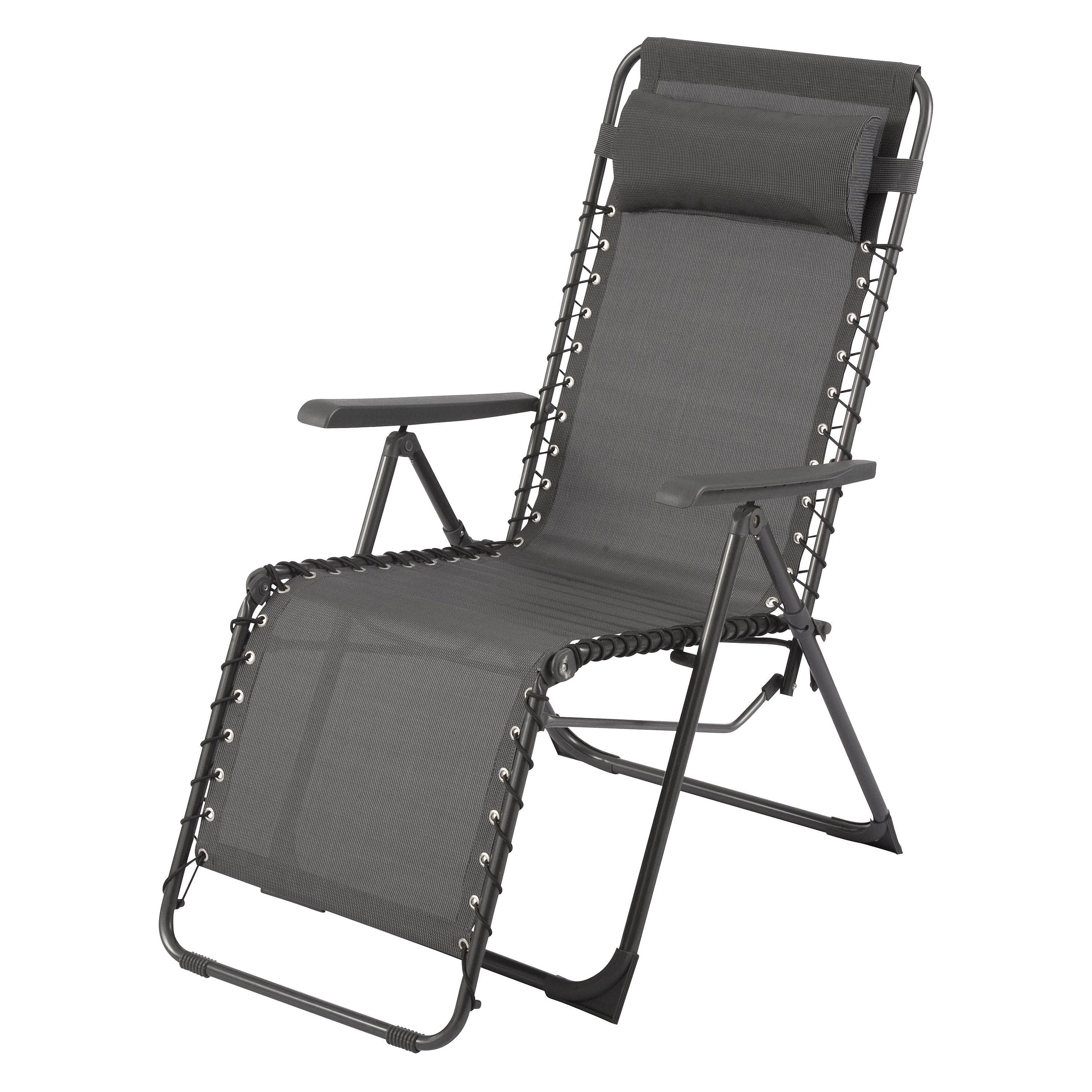ZERO GRAVITY Armchair textilene steel 91X65.5X116 with light gray cushion - Premium Sun Loungers and Armchairs from Bricocenter - Just €104.99! Shop now at Maltashopper.com