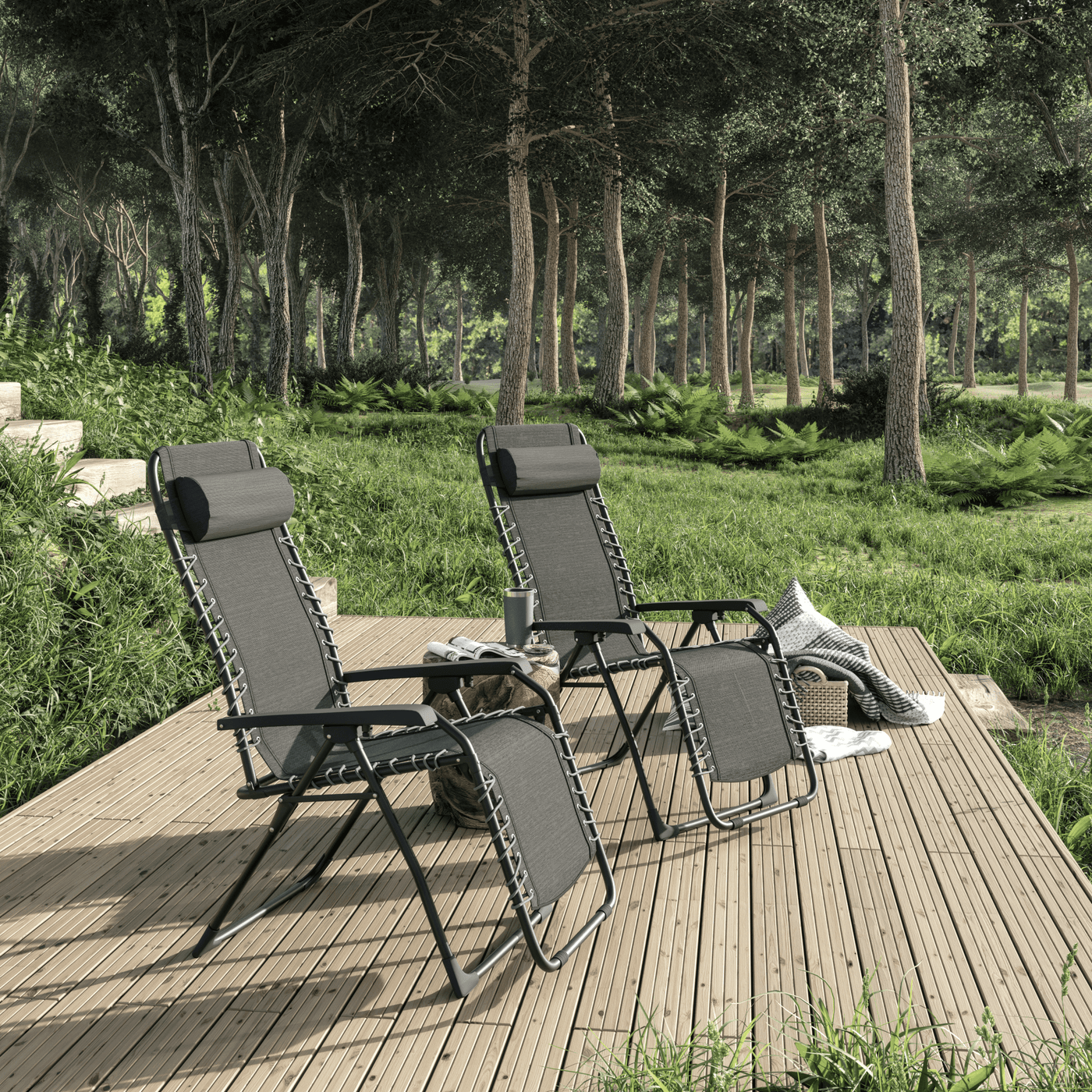 ZERO GRAVITY Armchair textilene steel 91X65.5X116 with light gray cushion