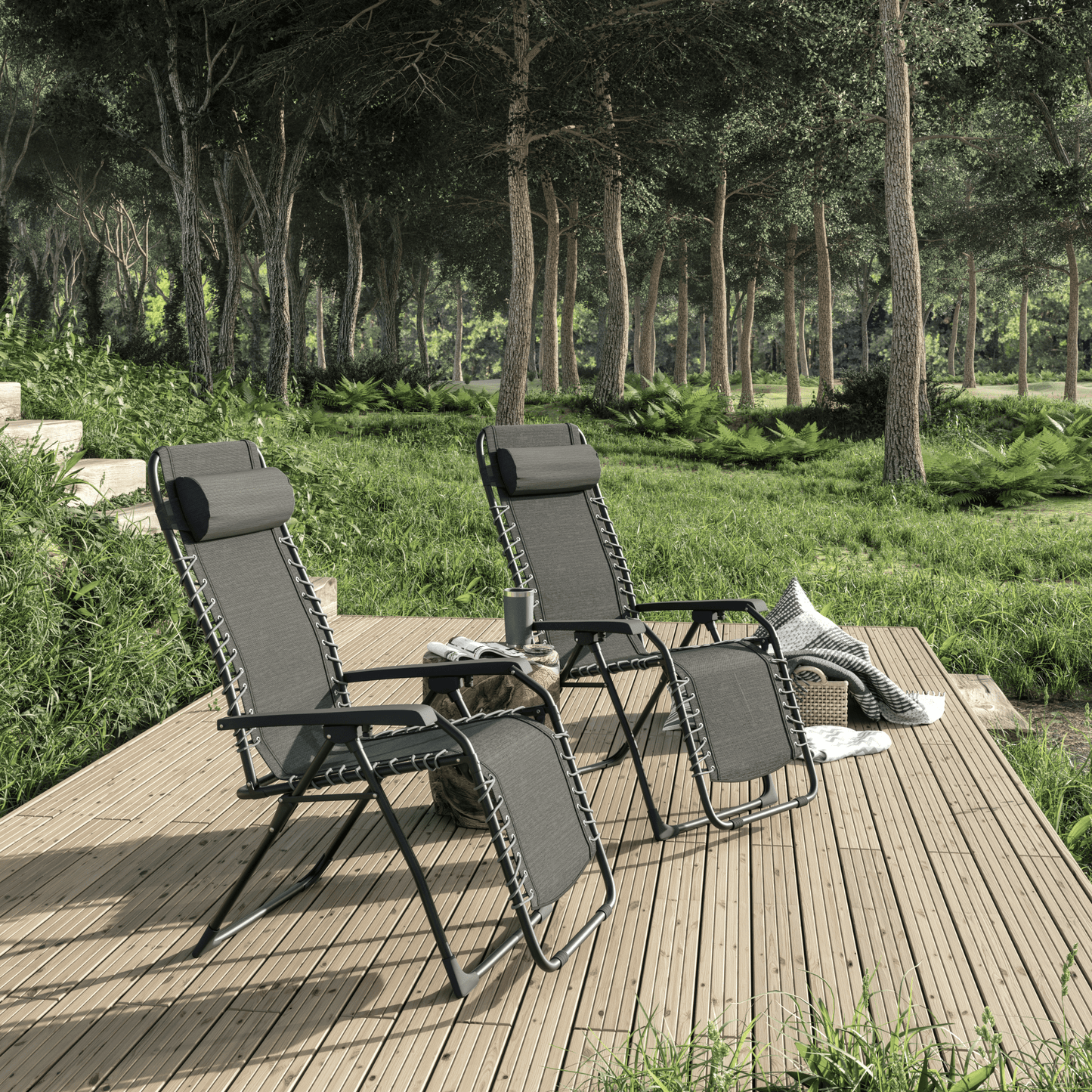 ZERO GRAVITY Armchair textilene steel 91X65.5X116 with light gray cushion