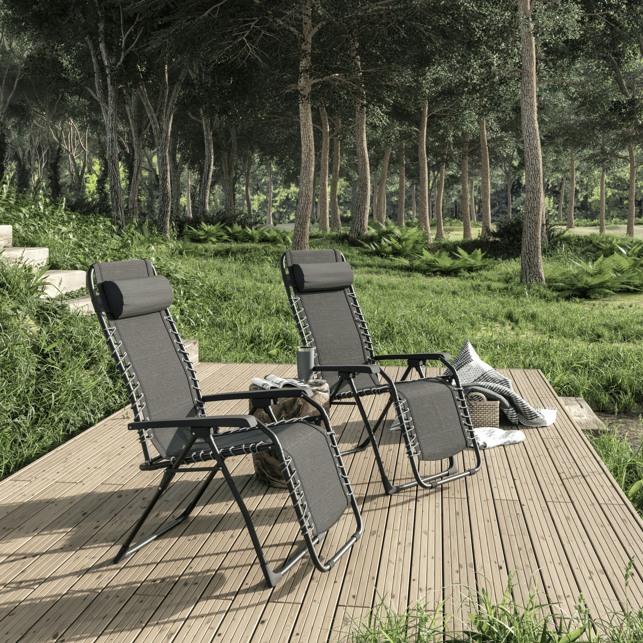ZERO GRAVITY Armchair textilene steel 91X65.5X116 with light gray cushion