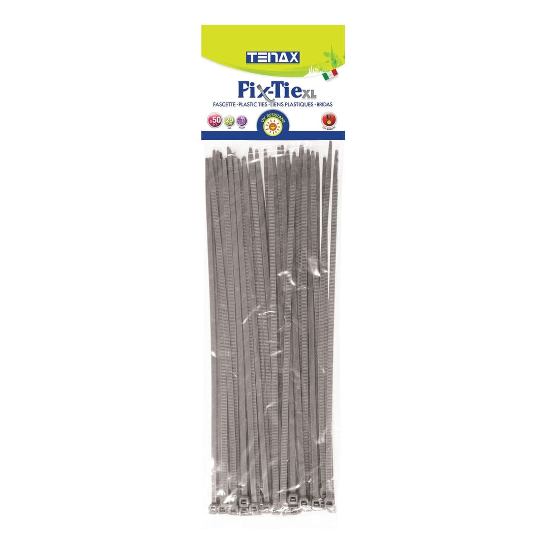50 CABLE TIES 30 CM SILVER FIX-TIE XL - best price from Maltashopper.com BR500010687