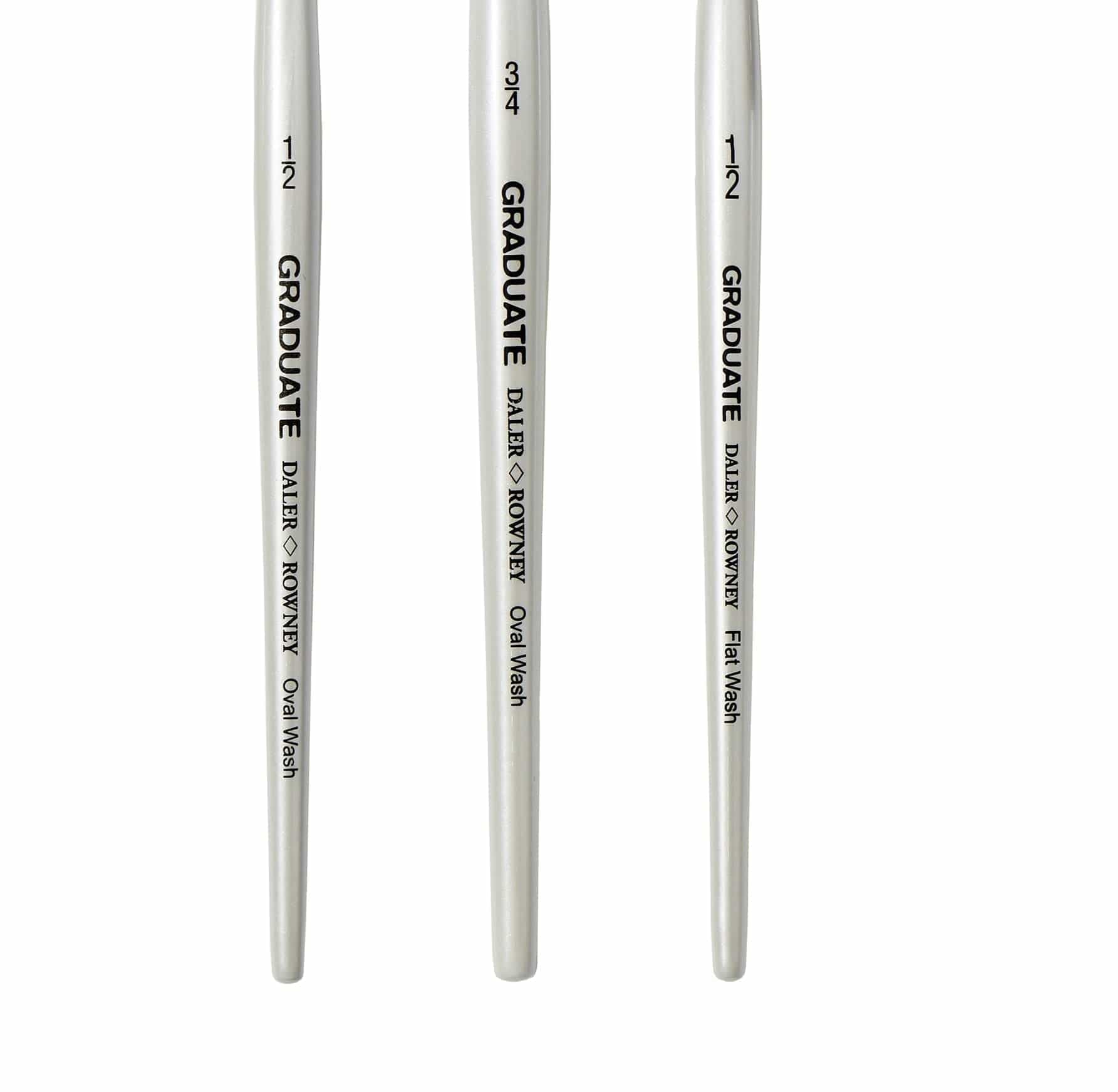 Bricocenter SET 3 SYNTHETIC WATERCOLOUR BRUSHES LONG HANDLE FLAT TIP