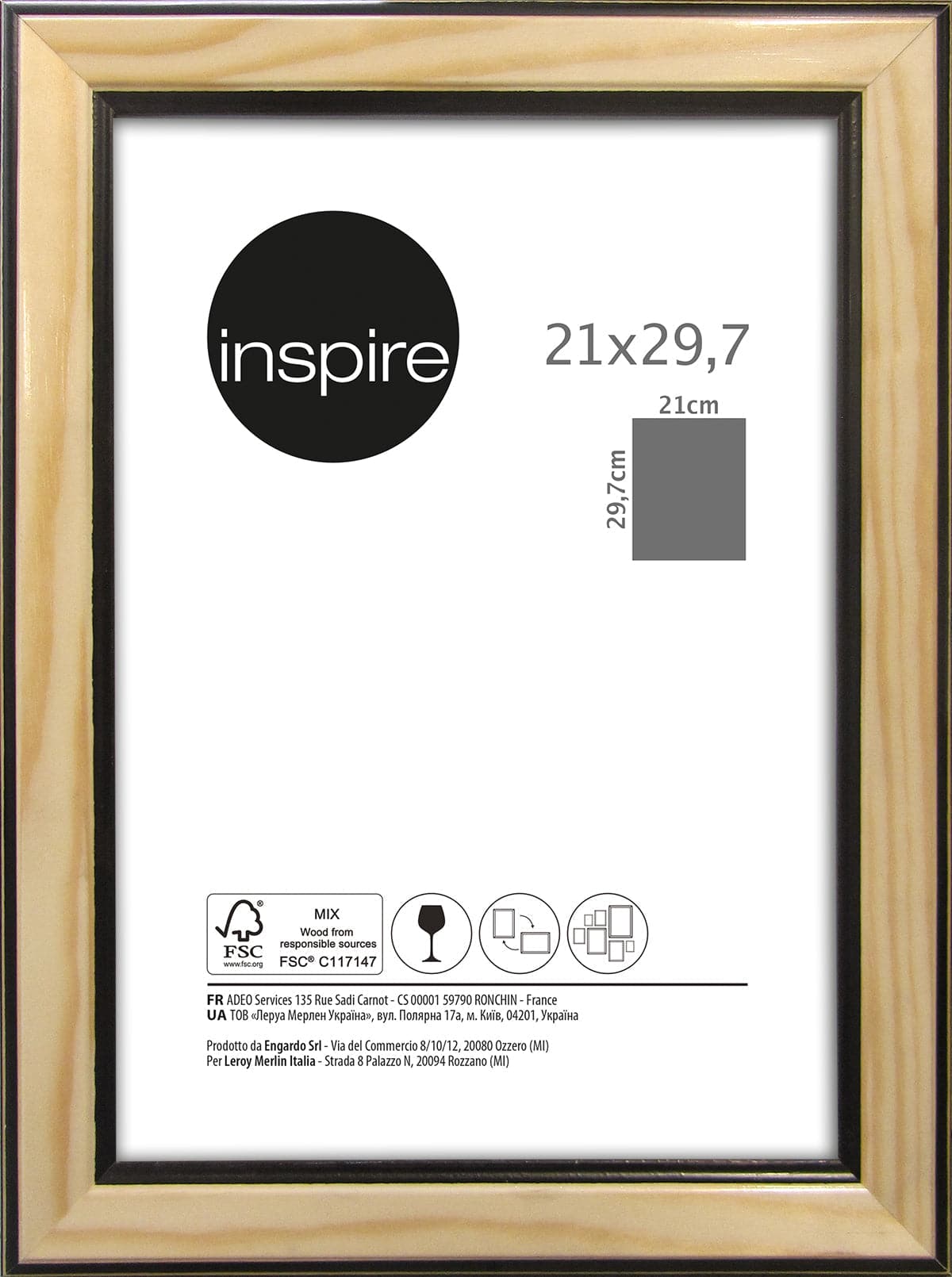WOOD FRAME NATURAL AND BLACK 21X29.7 CM