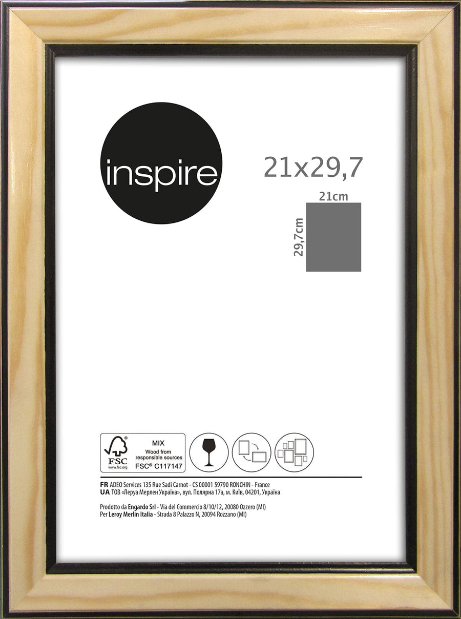 WOOD FRAME NATURAL AND BLACK 21X29.7 CM