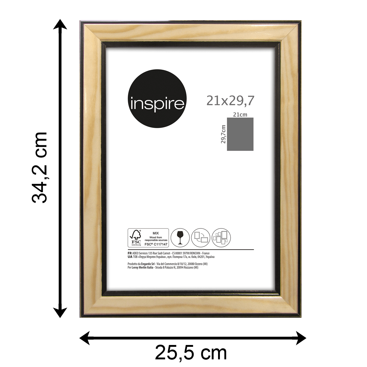 Bricocenter WOOD FRAME NATURAL AND BLACK 21X29.7 CM
