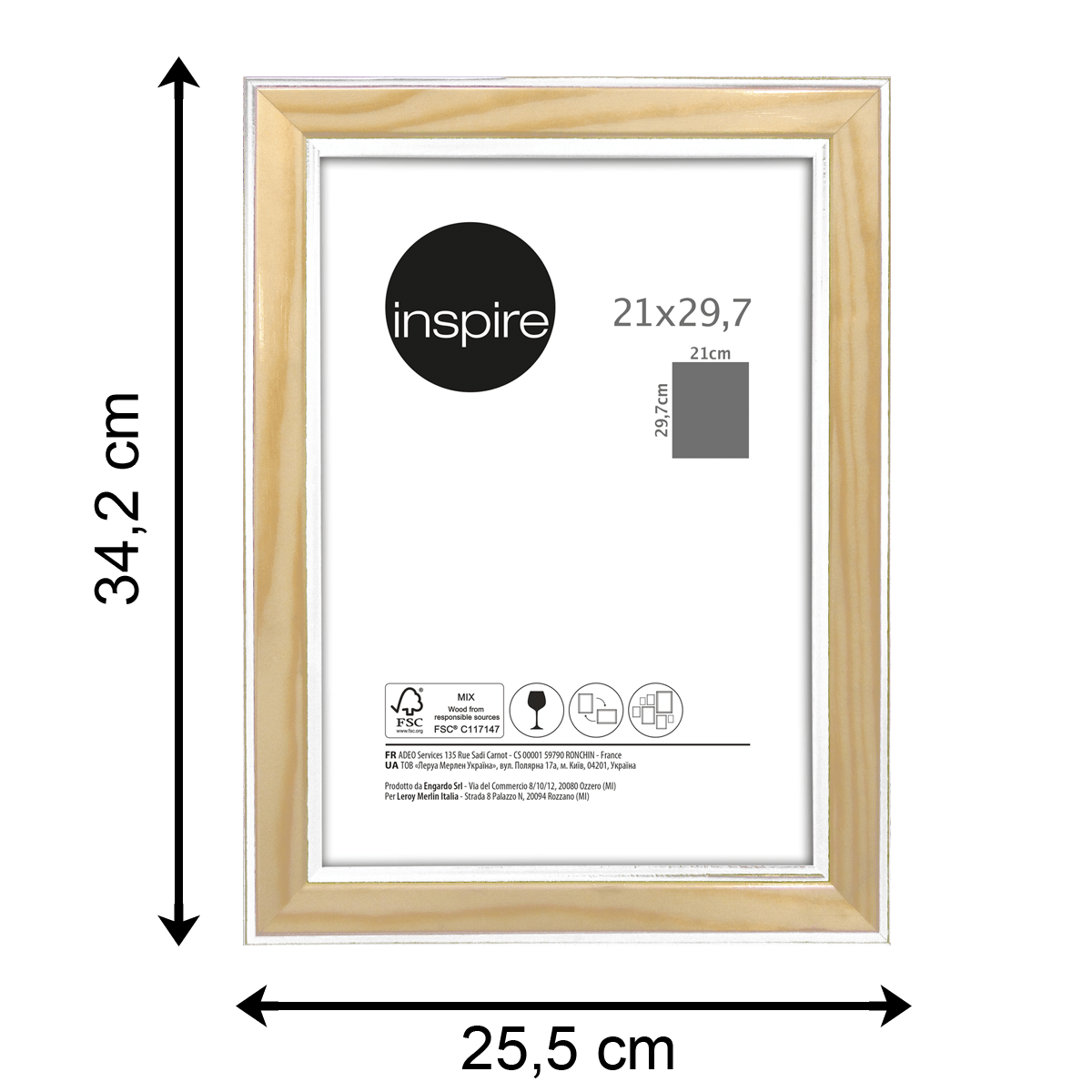 Bricocenter WOOD FRAME NATURAL AND WHITE 21X29.7CM